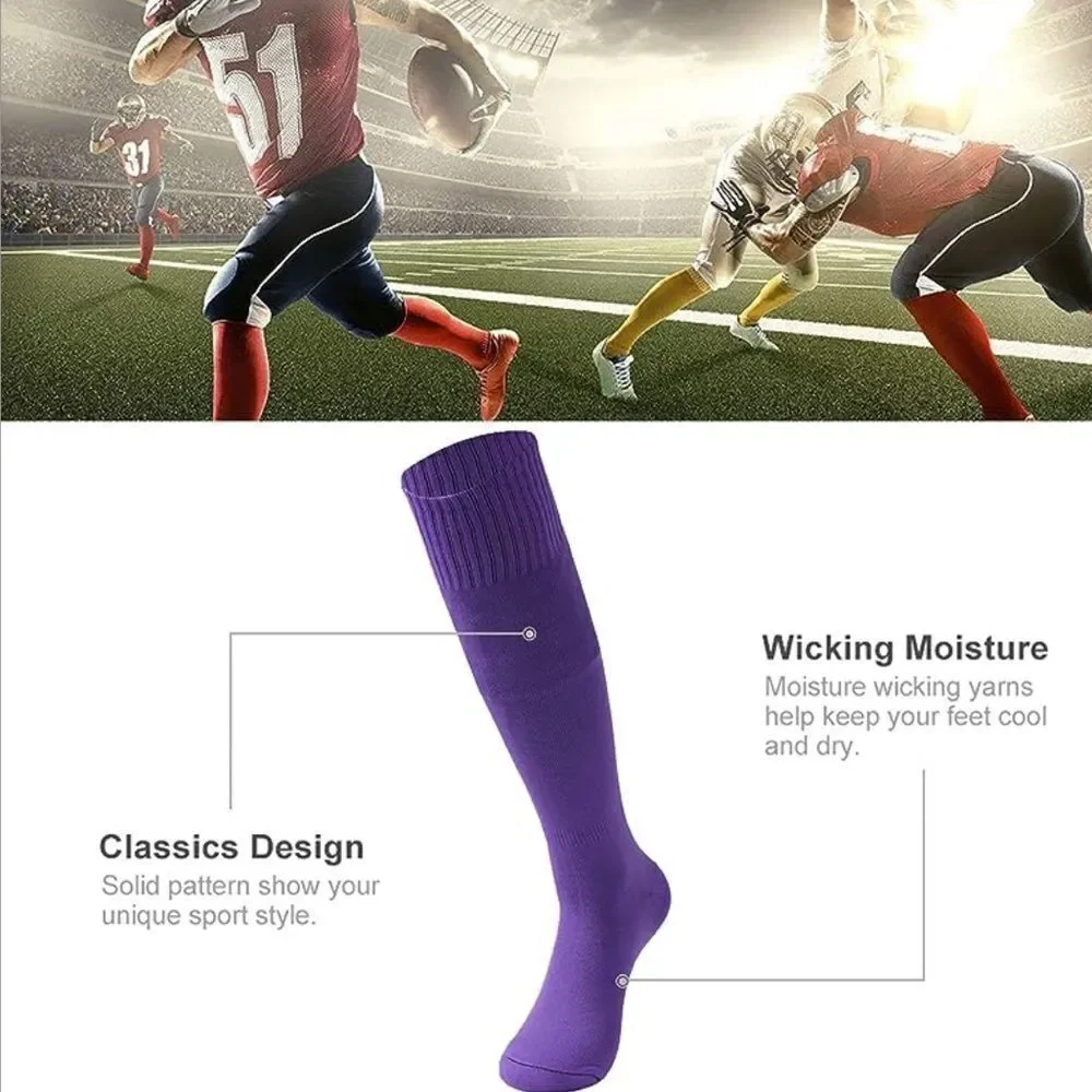 Royal Purple athletic high socks for sports pep rally school size 7-13 (5 Pairs)